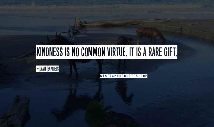 David Samuels Quotes: Kindness is no common virtue. It is a rare gift.