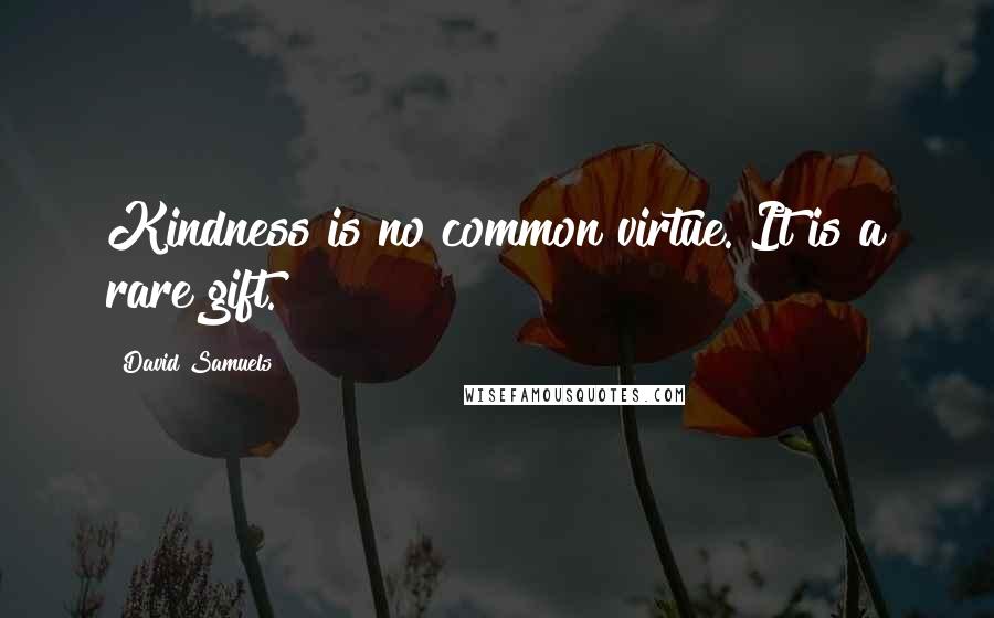 David Samuels Quotes: Kindness is no common virtue. It is a rare gift.