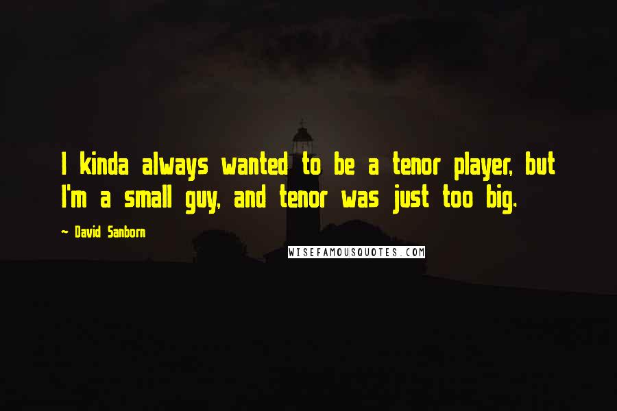 David Sanborn Quotes: I kinda always wanted to be a tenor player, but I'm a small guy, and tenor was just too big.