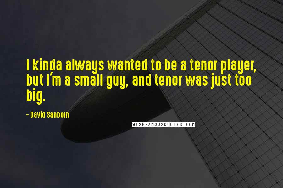 David Sanborn Quotes: I kinda always wanted to be a tenor player, but I'm a small guy, and tenor was just too big.