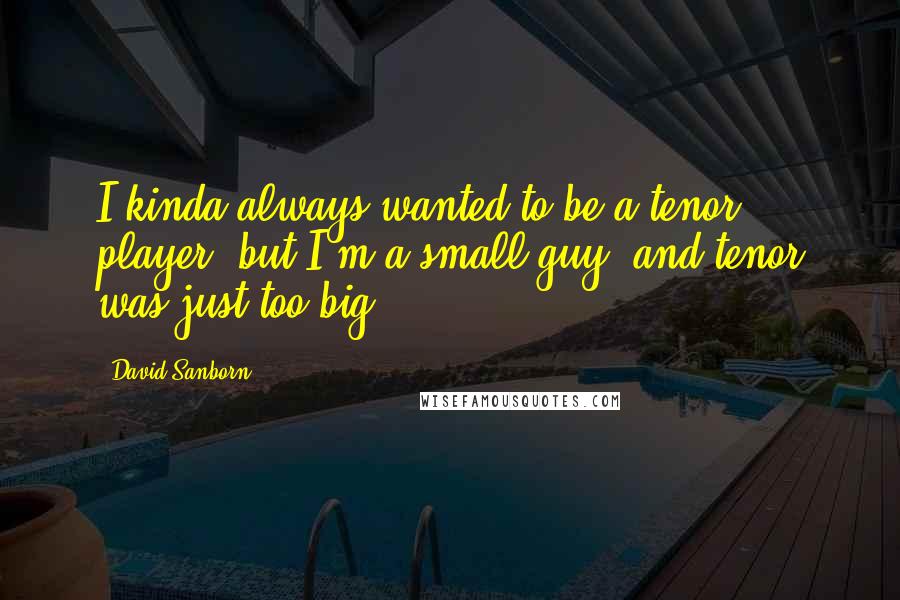 David Sanborn Quotes: I kinda always wanted to be a tenor player, but I'm a small guy, and tenor was just too big.