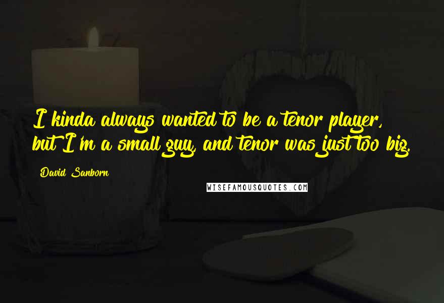 David Sanborn Quotes: I kinda always wanted to be a tenor player, but I'm a small guy, and tenor was just too big.