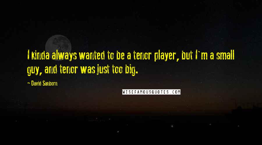 David Sanborn Quotes: I kinda always wanted to be a tenor player, but I'm a small guy, and tenor was just too big.