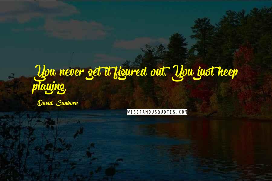 David Sanborn Quotes: You never get it figured out. You just keep playing.