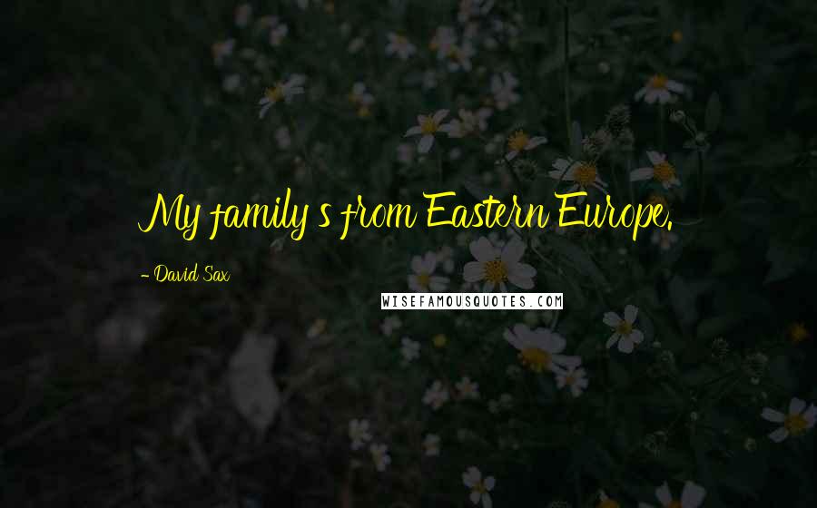 David Sax Quotes: My family's from Eastern Europe.
