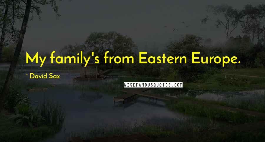 David Sax Quotes: My family's from Eastern Europe.