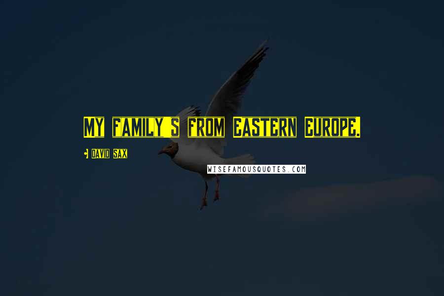 David Sax Quotes: My family's from Eastern Europe.