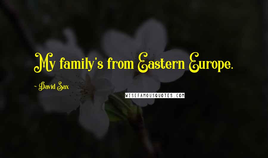 David Sax Quotes: My family's from Eastern Europe.