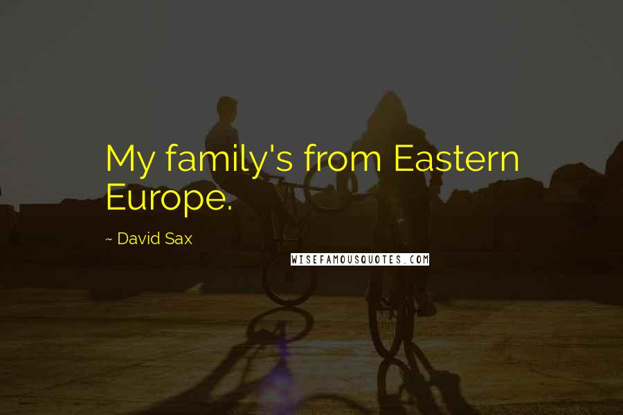 David Sax Quotes: My family's from Eastern Europe.