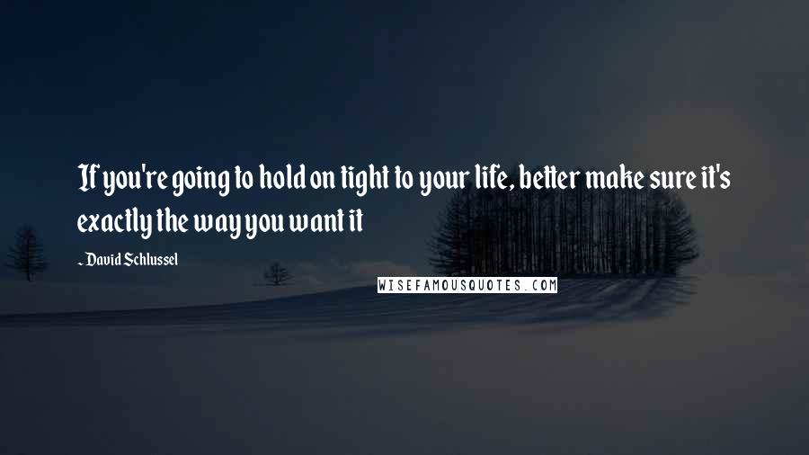 David Schlussel Quotes: If you're going to hold on tight to your life, better make sure it's exactly the way you want it