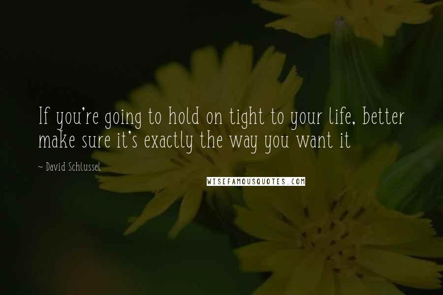 David Schlussel Quotes: If you're going to hold on tight to your life, better make sure it's exactly the way you want it