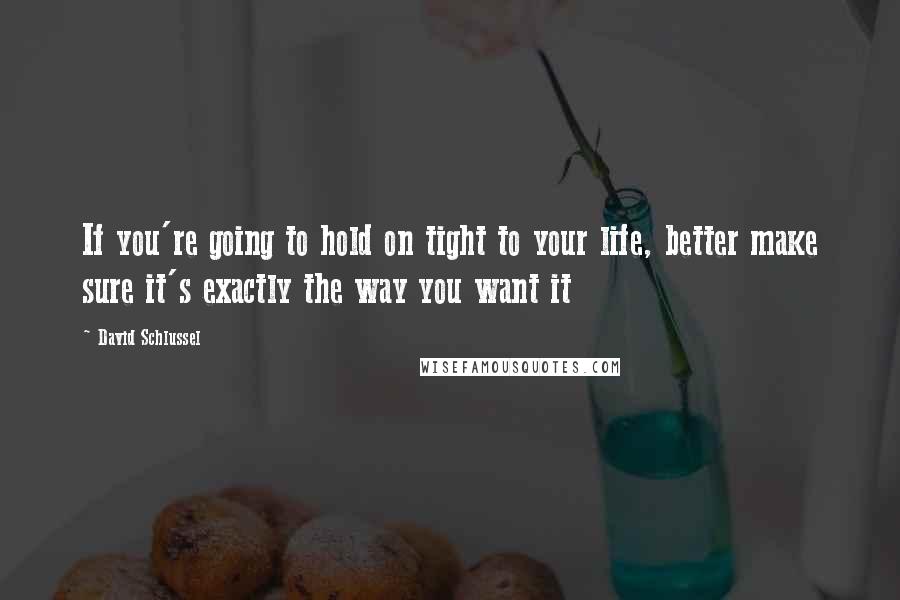 David Schlussel Quotes: If you're going to hold on tight to your life, better make sure it's exactly the way you want it