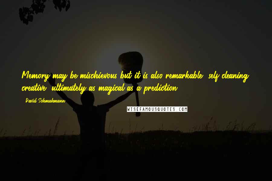 David Schmahmann Quotes: Memory may be mischievous but it is also remarkable, self-cleaning, creative, ultimately as magical as a prediction.