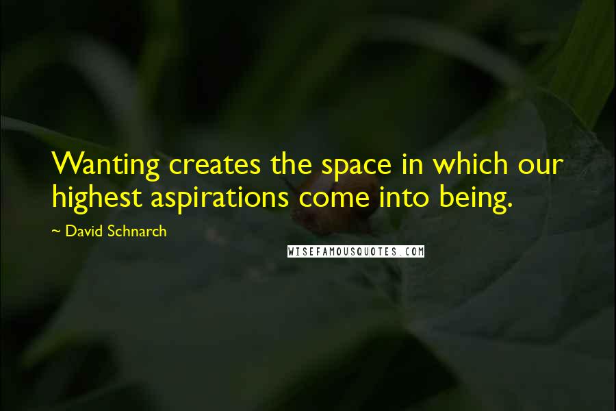 David Schnarch Quotes: Wanting creates the space in which our highest aspirations come into being.
