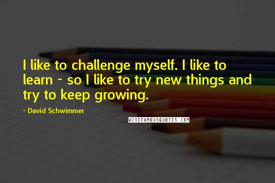 David Schwimmer Quotes: I like to challenge myself. I like to learn - so I like to try new things and try to keep growing.