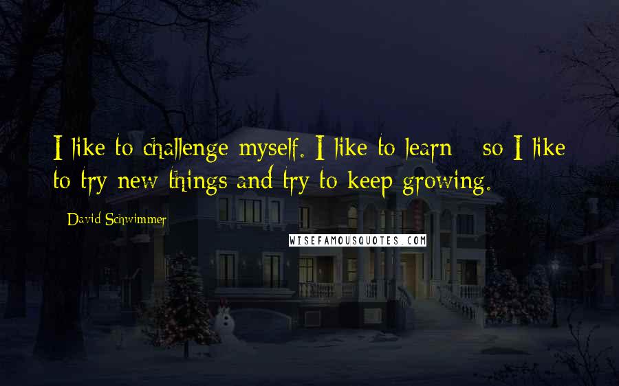 David Schwimmer Quotes: I like to challenge myself. I like to learn - so I like to try new things and try to keep growing.