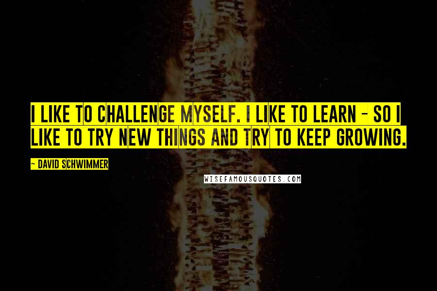 David Schwimmer Quotes: I like to challenge myself. I like to learn - so I like to try new things and try to keep growing.