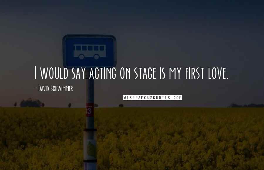 David Schwimmer Quotes: I would say acting on stage is my first love.