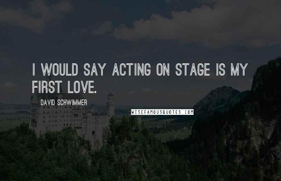 David Schwimmer Quotes: I would say acting on stage is my first love.