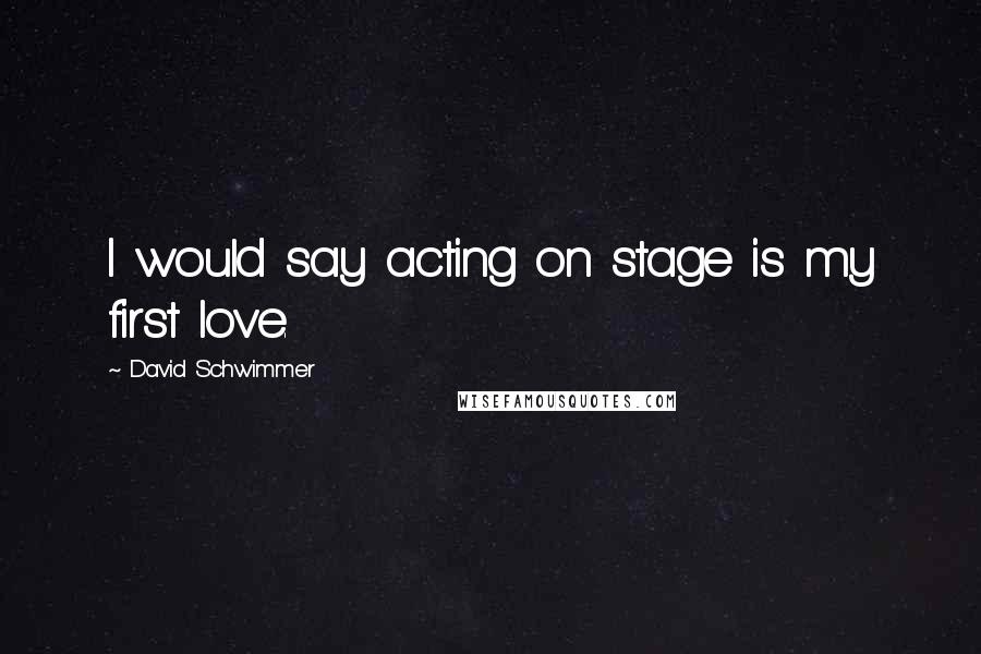 David Schwimmer Quotes: I would say acting on stage is my first love.