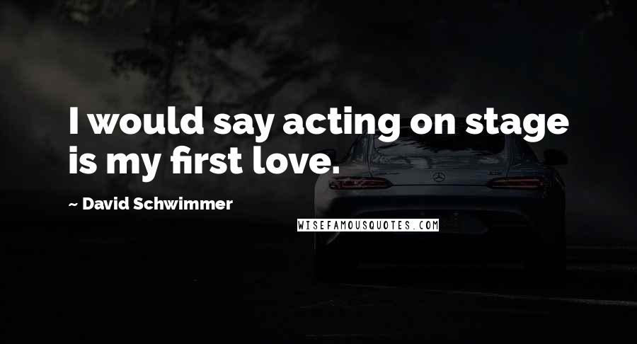 David Schwimmer Quotes: I would say acting on stage is my first love.