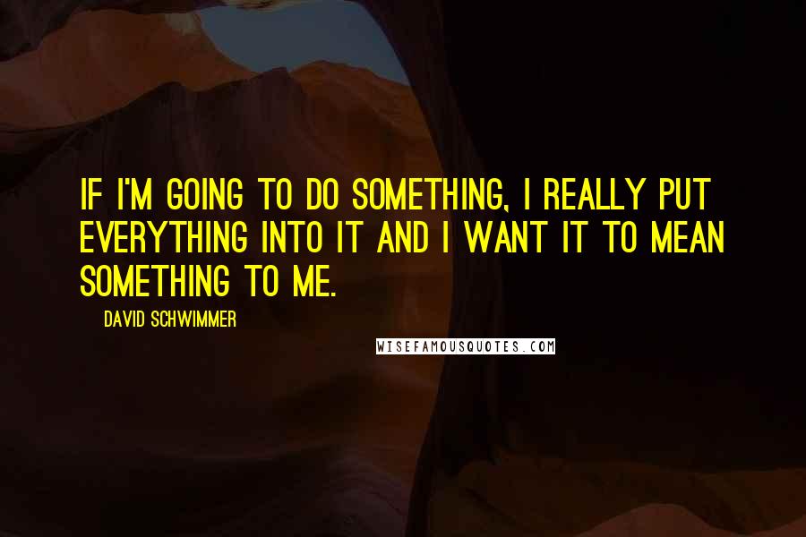 David Schwimmer Quotes: If I'm going to do something, I really put everything into it and I want it to mean something to me.