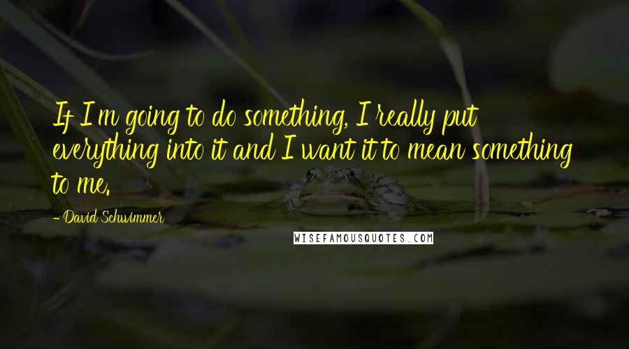 David Schwimmer Quotes: If I'm going to do something, I really put everything into it and I want it to mean something to me.