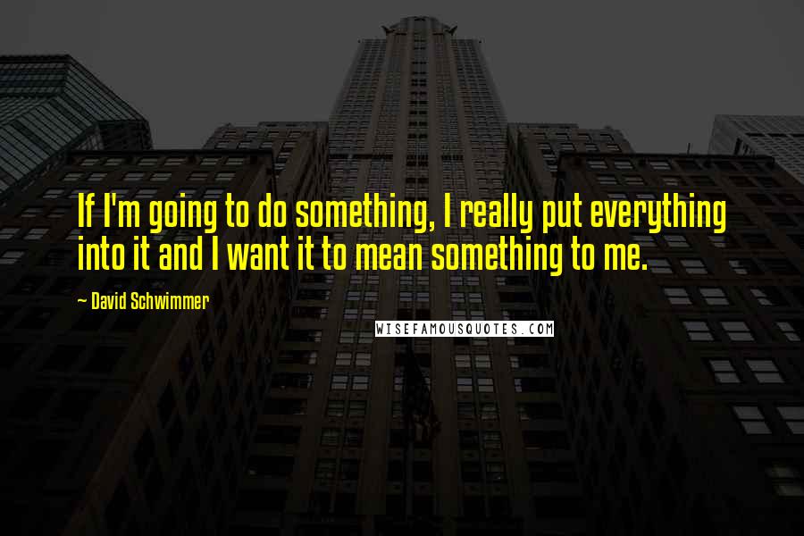 David Schwimmer Quotes: If I'm going to do something, I really put everything into it and I want it to mean something to me.