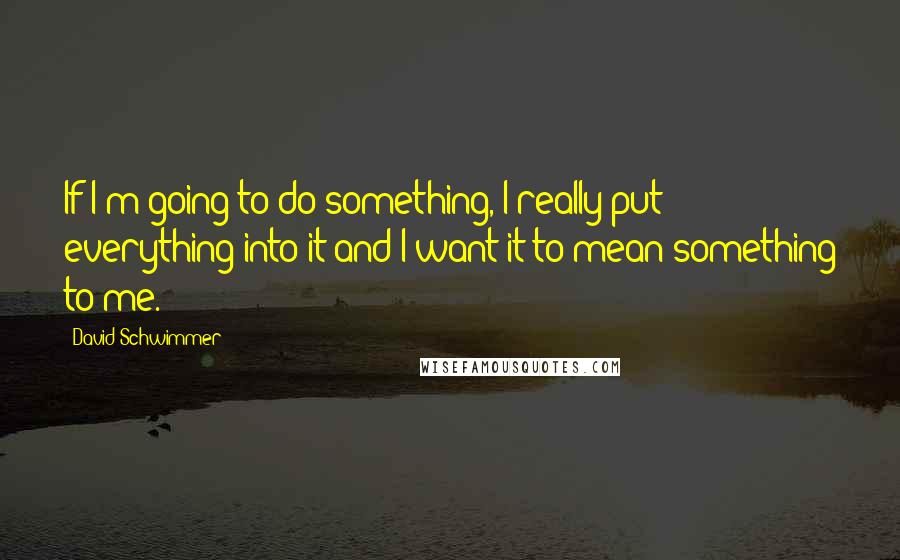 David Schwimmer Quotes: If I'm going to do something, I really put everything into it and I want it to mean something to me.