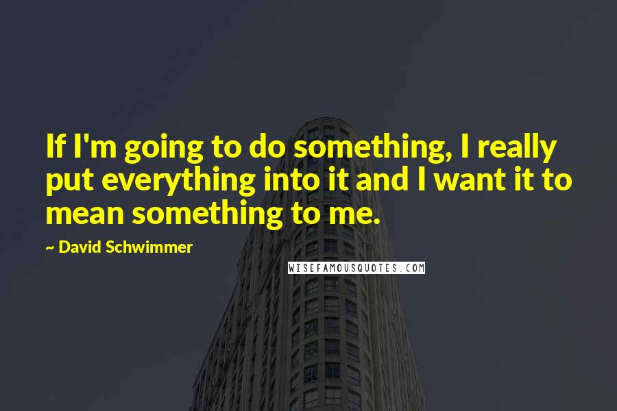 David Schwimmer Quotes: If I'm going to do something, I really put everything into it and I want it to mean something to me.