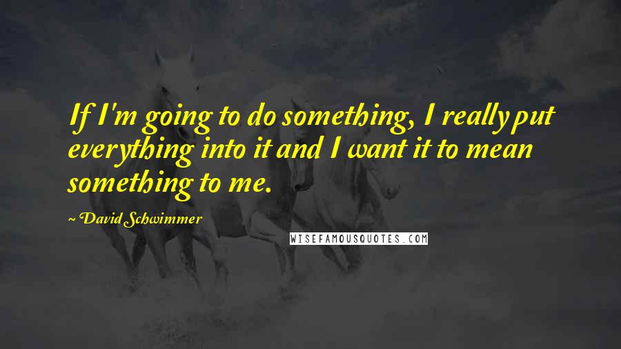 David Schwimmer Quotes: If I'm going to do something, I really put everything into it and I want it to mean something to me.