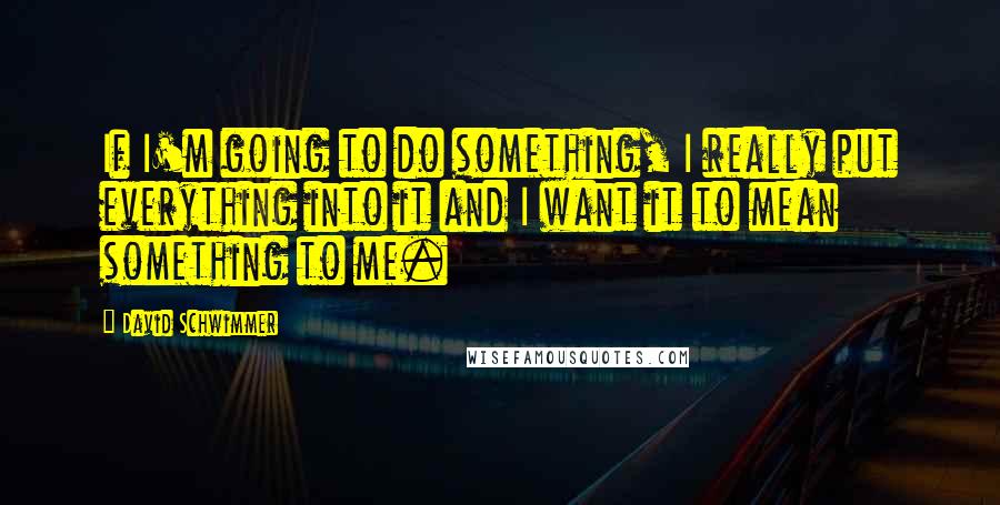 David Schwimmer Quotes: If I'm going to do something, I really put everything into it and I want it to mean something to me.