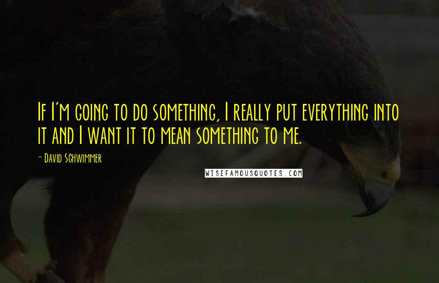 David Schwimmer Quotes: If I'm going to do something, I really put everything into it and I want it to mean something to me.