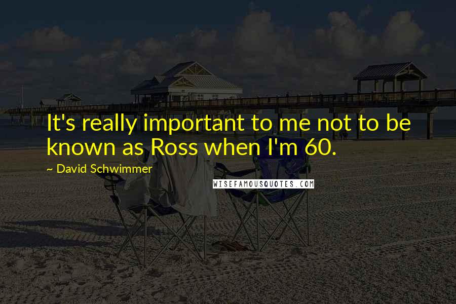 David Schwimmer Quotes: It's really important to me not to be known as Ross when I'm 60.