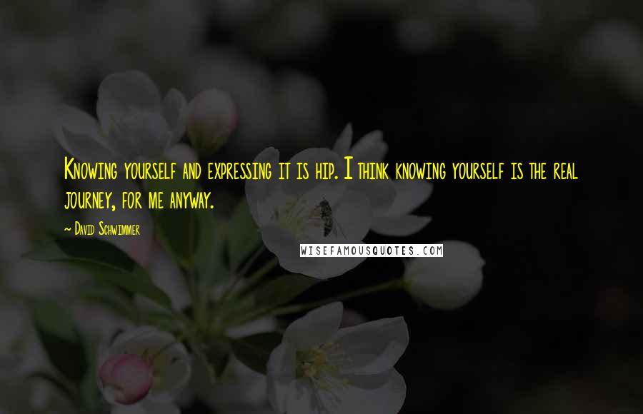 David Schwimmer Quotes: Knowing yourself and expressing it is hip. I think knowing yourself is the real journey, for me anyway.