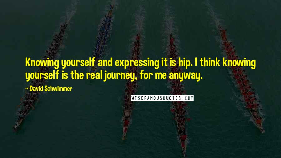 David Schwimmer Quotes: Knowing yourself and expressing it is hip. I think knowing yourself is the real journey, for me anyway.