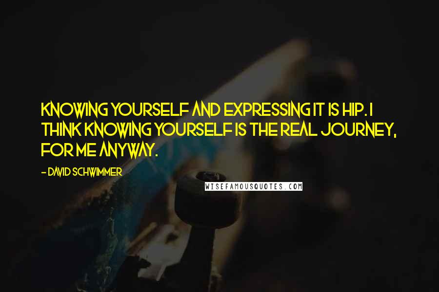 David Schwimmer Quotes: Knowing yourself and expressing it is hip. I think knowing yourself is the real journey, for me anyway.