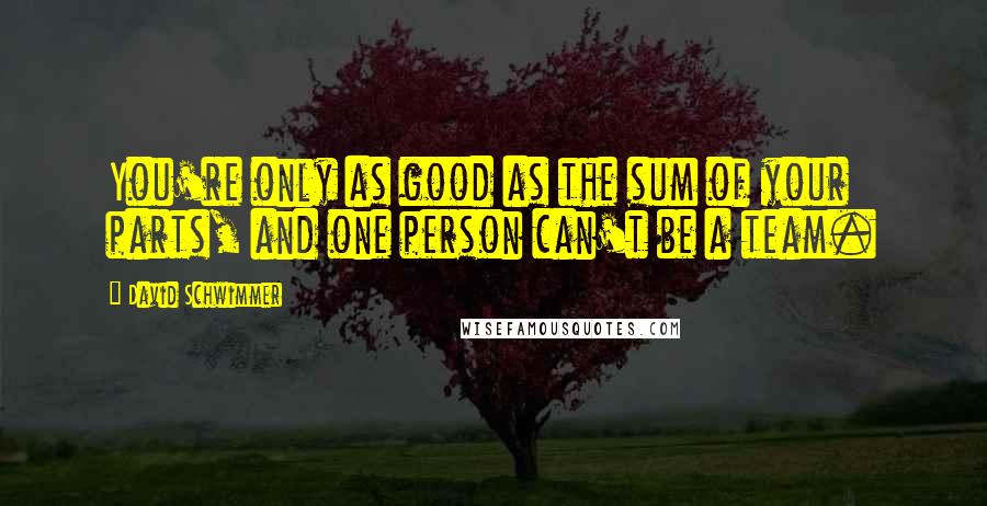 David Schwimmer Quotes: You're only as good as the sum of your parts, and one person can't be a team.