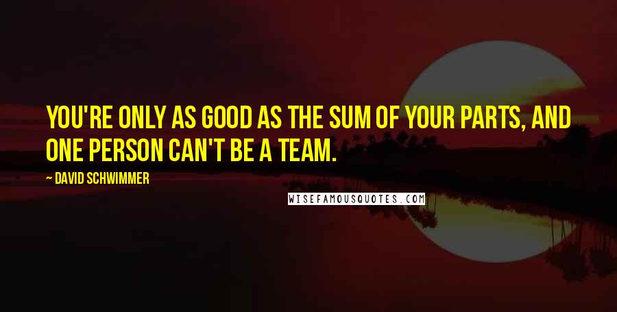 David Schwimmer Quotes: You're only as good as the sum of your parts, and one person can't be a team.