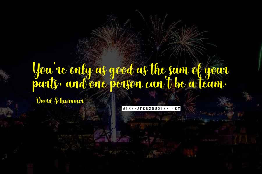 David Schwimmer Quotes: You're only as good as the sum of your parts, and one person can't be a team.
