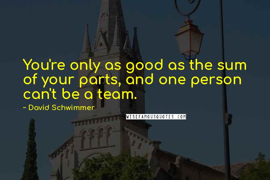 David Schwimmer Quotes: You're only as good as the sum of your parts, and one person can't be a team.