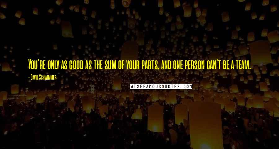 David Schwimmer Quotes: You're only as good as the sum of your parts, and one person can't be a team.