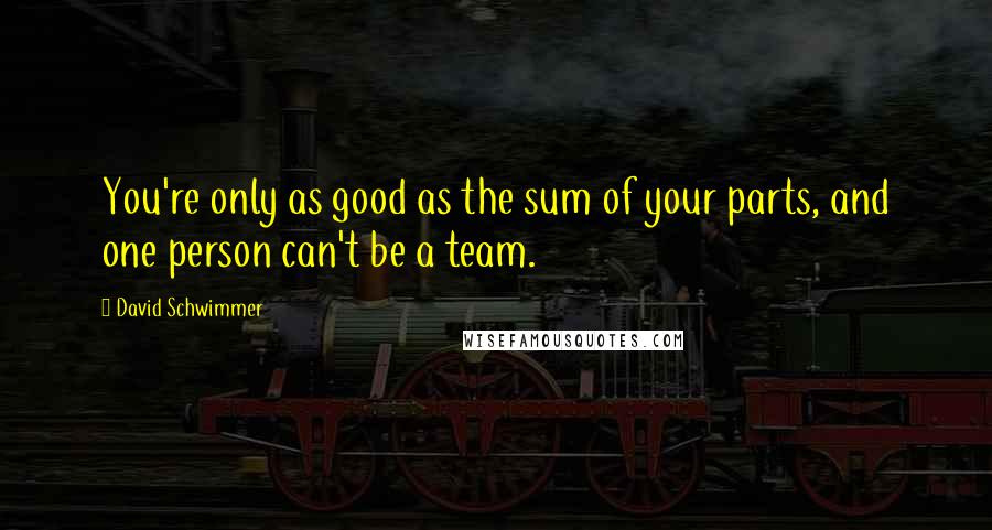 David Schwimmer Quotes: You're only as good as the sum of your parts, and one person can't be a team.
