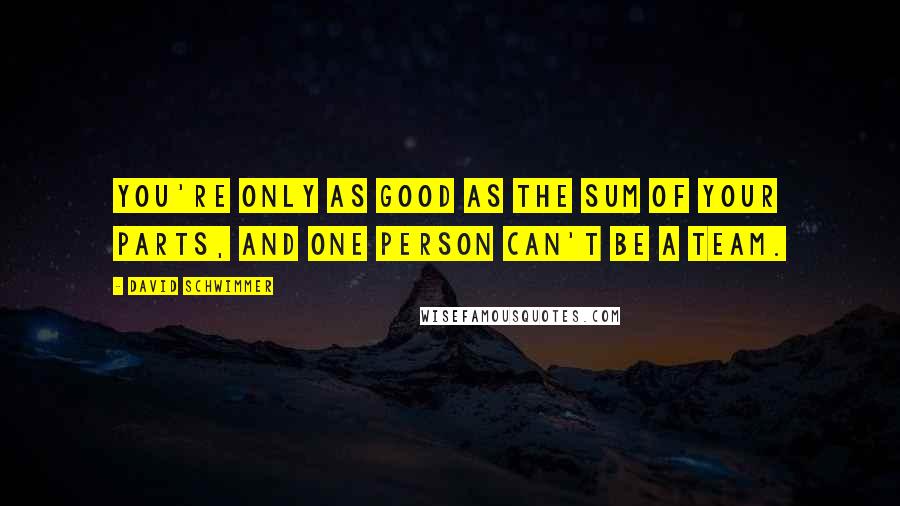 David Schwimmer Quotes: You're only as good as the sum of your parts, and one person can't be a team.