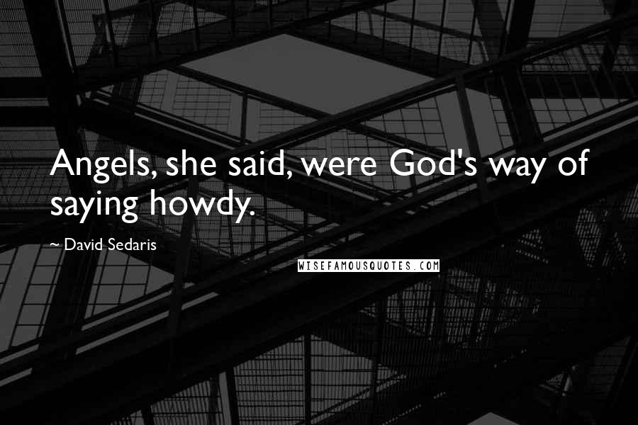 David Sedaris Quotes: Angels, she said, were God's way of saying howdy.