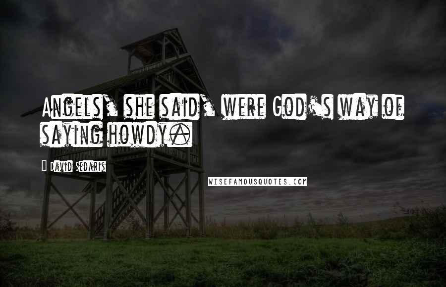 David Sedaris Quotes: Angels, she said, were God's way of saying howdy.