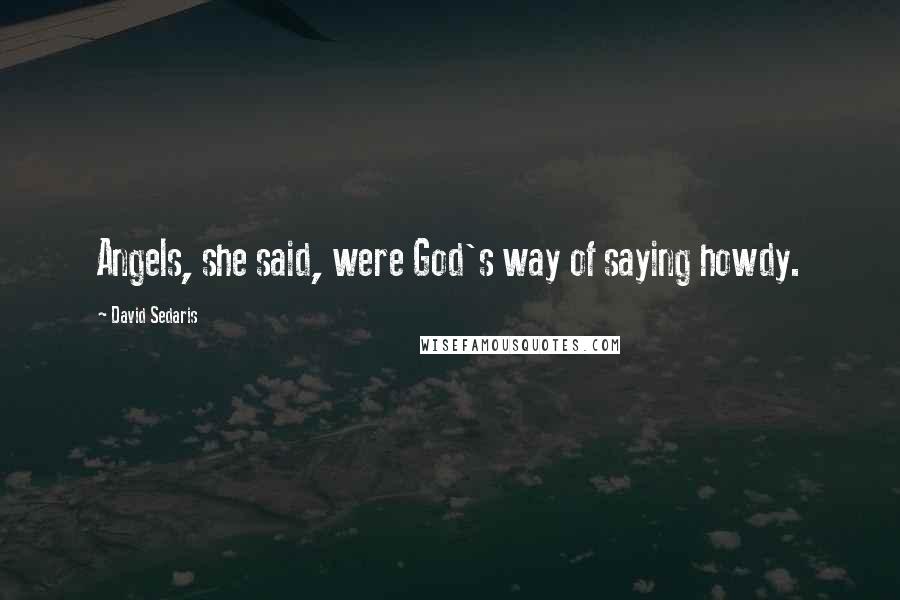 David Sedaris Quotes: Angels, she said, were God's way of saying howdy.