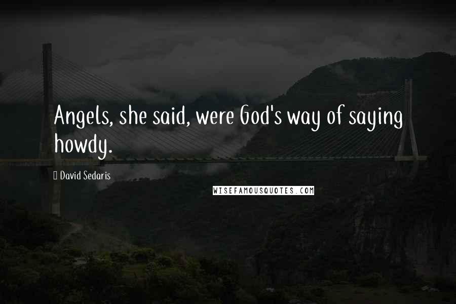 David Sedaris Quotes: Angels, she said, were God's way of saying howdy.