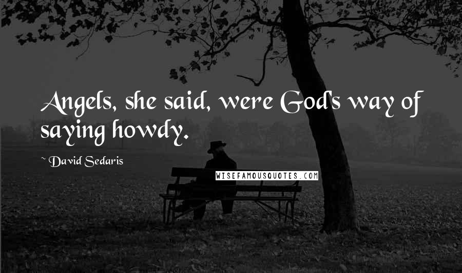 David Sedaris Quotes: Angels, she said, were God's way of saying howdy.