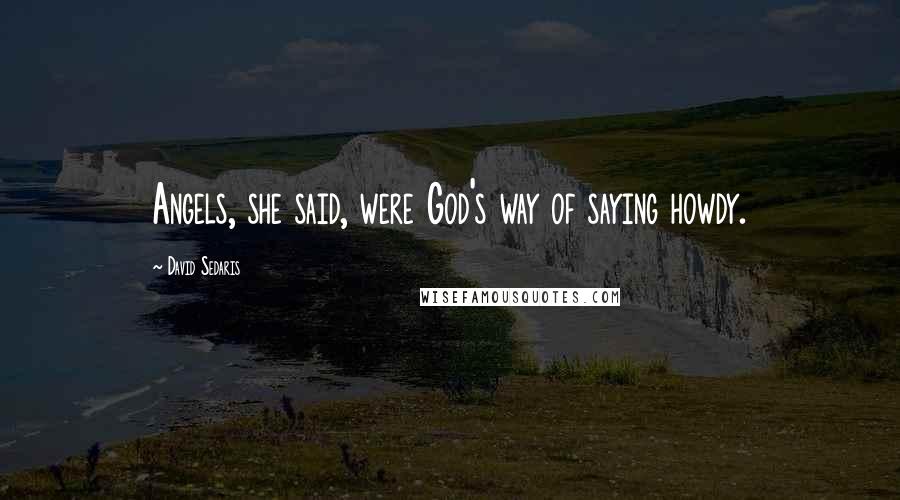 David Sedaris Quotes: Angels, she said, were God's way of saying howdy.